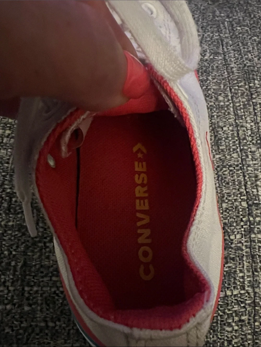 Converse White Canvas Low-Top Sneakers with Pink Accents